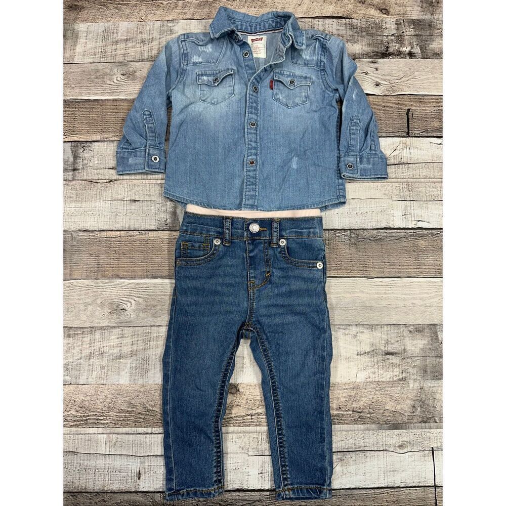 Levi’s Baby Denim Outfit Bundle 12M | Chambray Button Up & Jeans